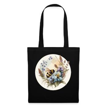 Cute Cottagecore Botanic Wildflower Bumblebee Wate - Tote Bag - black - Front