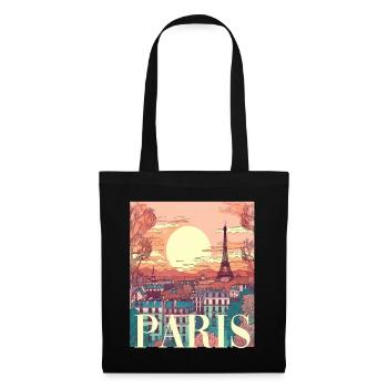 Paris Eiffelturm Bonjour Souvenirs - Stoffbeutel - Schwarz - Vorne