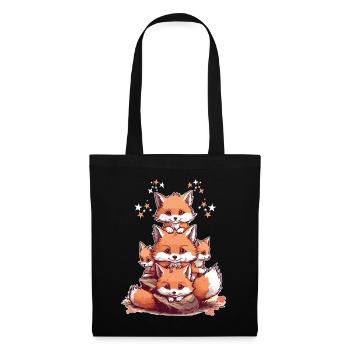 Renard mignons - Sac en tissu - noir - Devant