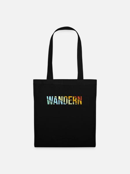 Wandern Schriftzug Retro - Stoffbeutel - Schwarz