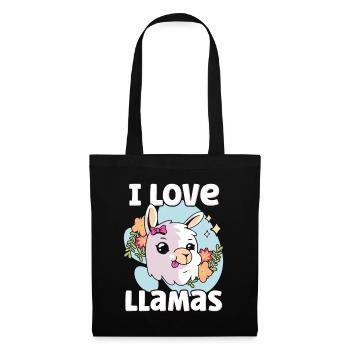 J’aime les lamas llama animal lama dictons - Sac en tissu - noir - Devant