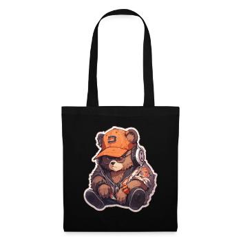 Ours Ours Hipster Ours Ours brun - Sac en tissu - noir - Devant