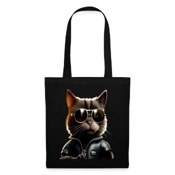 Chat Avec Lunettes de Soleil Chat Maman Chat Maman Chats - Sac en tissu - noir - Devant