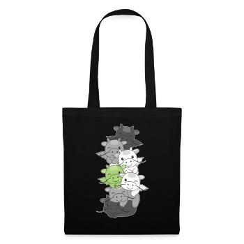 Agender Flag Pride LGBTQ Cute Dragon Stack - Tote Bag - black - Front