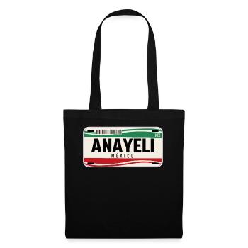 Anayeli Personalisierte mexikanische Fahrzeugkennzeichen mit Namen - Stoffbeutel - Schwarz - Vorne