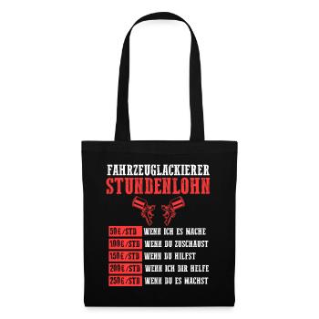 Lackierer Autolackierer Stundenlohn Fahrzeuglackie - Stoffbeutel - Schwarz - Vorne