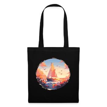 Voilier Voilier Coucher de soleil Voile - Sac en tissu - noir - Devant