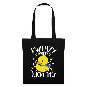 Kwehzy Crazy About Duckling - Gelbe Enten - Stoffbeutel - Schwarz - Vorne