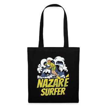 Nazaré Surfer Wellen Surfen Surfing - Stoffbeutel - Schwarz - Vorne