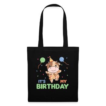 Vache pour anniversaire pour les enfants c’est mon anniversaire - Sac en tissu - noir - Devant