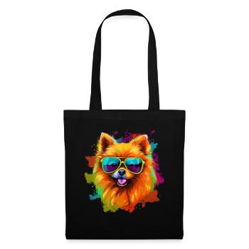Zwergspitz Hund Hunderasse Pomeranian - Stoffbeutel - Schwarz - Vorne