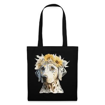 Watercolor Dalmatian Sunflower Dog Breed Pet Puppy - Tote Bag - black - Front