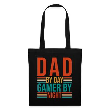 Dad By Day Gamer By Night - Lustiger Gamer Spruch - Tote Bag - black - Front