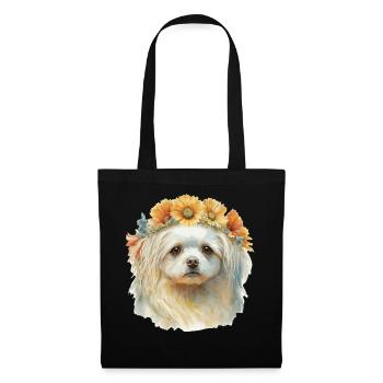 Mignon chiot de race de chien de tournesol maltais chiot - Sac en tissu - noir - Devant