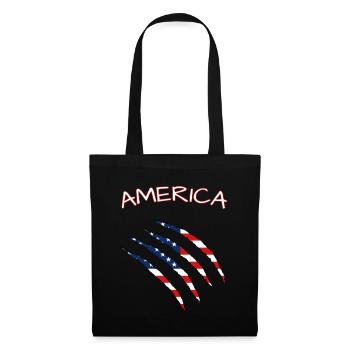 America, Claws, Cuts, Amerika, USA, American Flag  - Stoffbeutel - Schwarz - Vorne