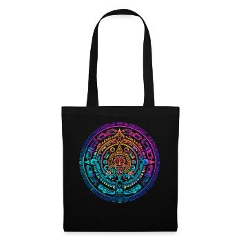 Mystique coloré Aztec Sun Calendar Design - Sac en tissu - noir - Devant