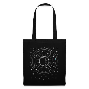 Lune - Étoiles - Planètes - Ciel étoilé - Galaxie - Sac en tissu - noir - Devant