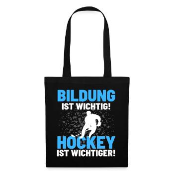 HOCKEY IST WICHTIGER! Eishockey Hockey - Stoffbeutel - Schwarz - Vorne