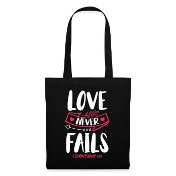 L’amour ne manque jamais Verset biblique Foi Jésus - Sac en tissu - noir - Devant