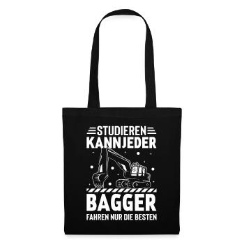 Bagger Baggerfahrer Baugeräte Baustelle - Stoffbeutel - Schwarz - Vorne