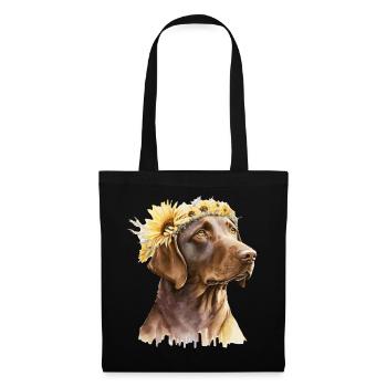 Mignon brun Labrador Retriever Sunflower Dog Breed - Sac en tissu - noir - Devant