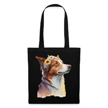 Watercolor Border Collie Sunflower Dog Breed Pet P - Tote Bag - black - Front