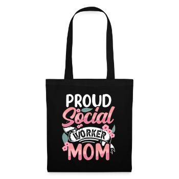 Fière travailleuse sociale, maman, mère, travail social - Sac en tissu - noir - Devant