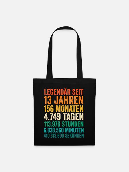 13 Jahre Dreizehnter Geburtstag - Stoffbeutel - Schwarz