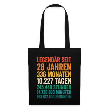 28 Jahre Achtundzwanzigster Geburtstag - Stoffbeutel - Schwarz - Vorne