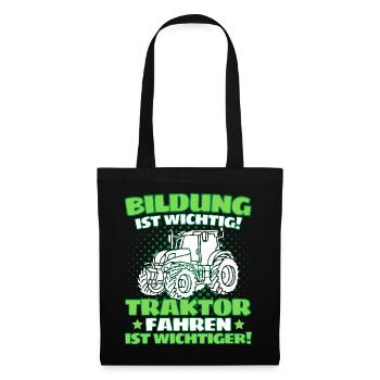 Lustiger Traktor Spruch Landwirt oder Bauer - Stoffbeutel - Schwarz - Vorne