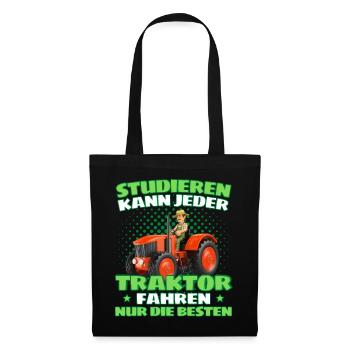 Lustiger Traktor Spruch Landwirt oder Bauer - Stoffbeutel - Schwarz - Vorne