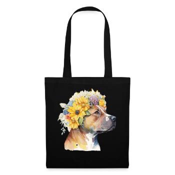 Cute Staffordshire Bull Terrier Sunflower Dog Breed - Tote Bag - black - Front