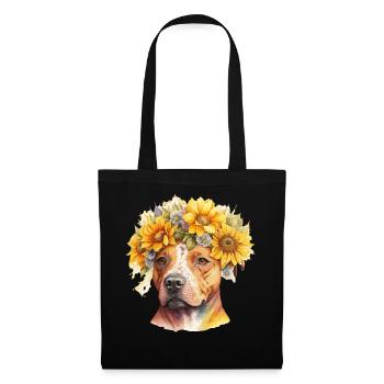 Mignon Staffordshire Bull Terrier Sunflower Dog Race - Sac en tissu - noir - Devant