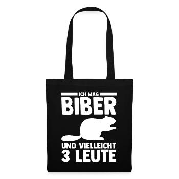 Nagetier Biberliebhaber Biber - Stoffbeutel - Schwarz - Vorne