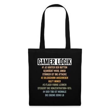 Gamer Logik Gaming Zocken - Stoffbeutel - Schwarz - Vorne