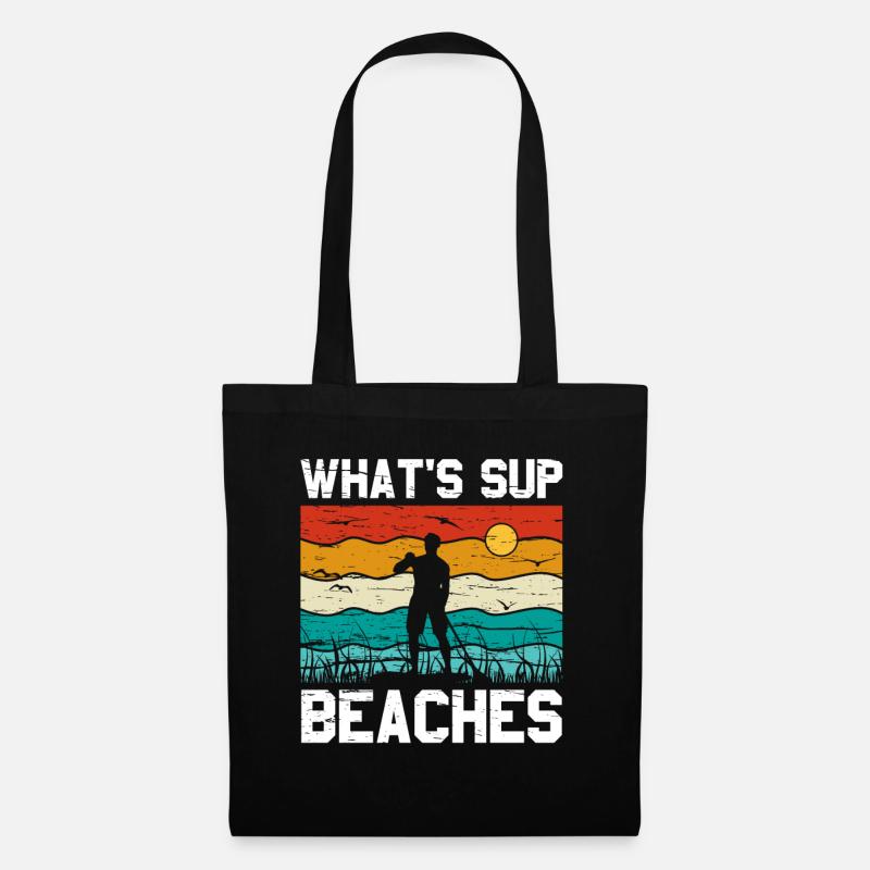 What's SUP Beaches - SUP Stehpaddel Stand Up - Stoffbeutel - Schwarz