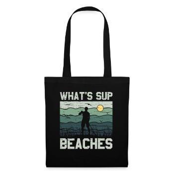 What's SUP Beaches - SUP Stehpaddel Stand Up - Stoffbeutel - Schwarz - Vorne