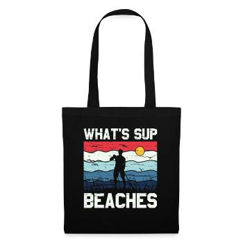 What's SUP Beaches - SUP Stehpaddel Stand Up - Stoffbeutel - Schwarz - Vorne
