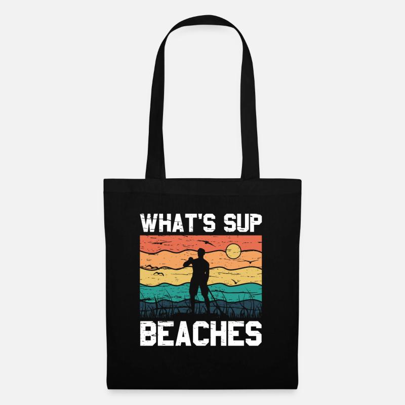 What's SUP Beaches - SUP Stehpaddel Stand Up - Stoffbeutel - Schwarz