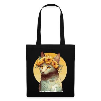 Mignon Manx Sunflower Cat Race Pet Kitten - Sac en tissu - noir - Devant