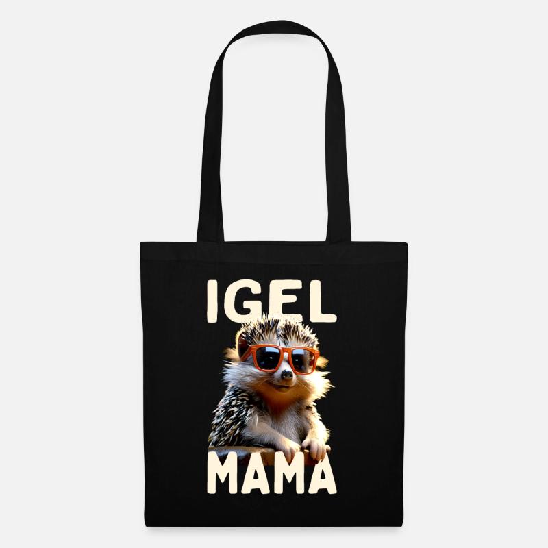 Igel Mama Mom Igelfrau Muttertag Igelmama Igel Mum - Stoffbeutel - Schwarz