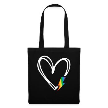 Subtiler Pride-Monat Minimalistisches Regenbogenflaggenherz - Stoffbeutel - Schwarz - Vorne