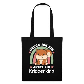 Hurra Ich Bin Jetzt Ein Krippenkind - Stoffbeutel - Schwarz - Vorne