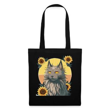 Aquarelle Nebelung Tournesol Chat Race Chaton de compagnie - Sac en tissu - noir - Devant