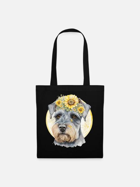 Mignon Miniature Schnauzer Tournesol Chien Race Pet P - Sac en tissu - noir