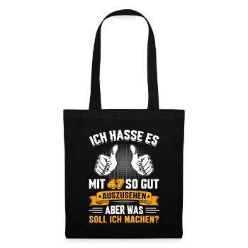 47 Geburtstag 47 Jahre 47 Lebensjahr 47 Lebenalter - Stoffbeutel - Schwarz - Vorne