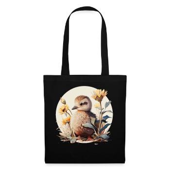 Mignon bébé canard canard tournesol aquarelle Pet D - Sac en tissu - noir - Devant