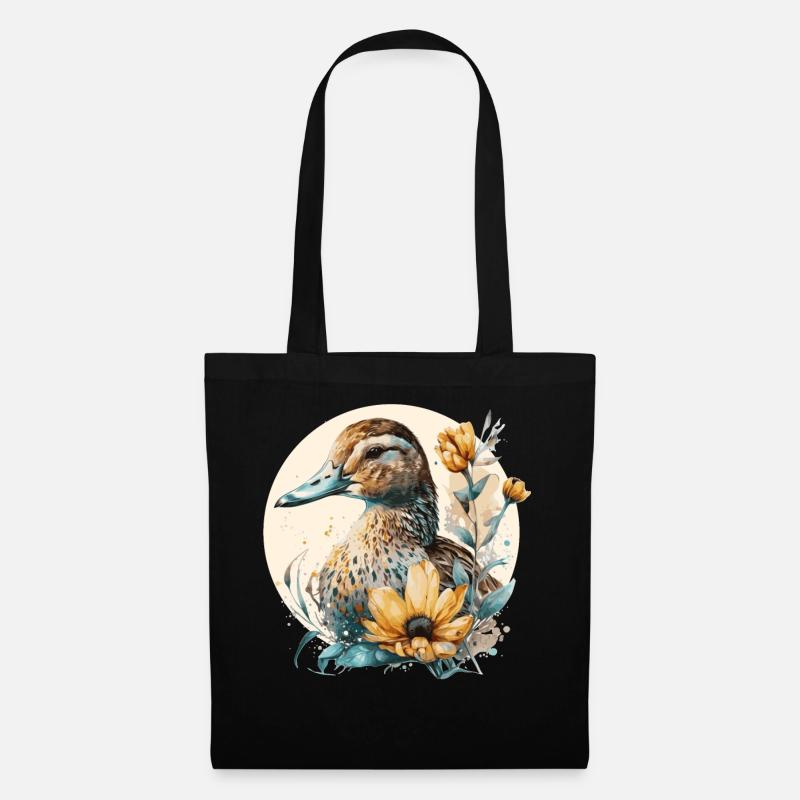 Mignon canard Ferme de tournesol Animal Élevage de canards - Sac en tissu - noir