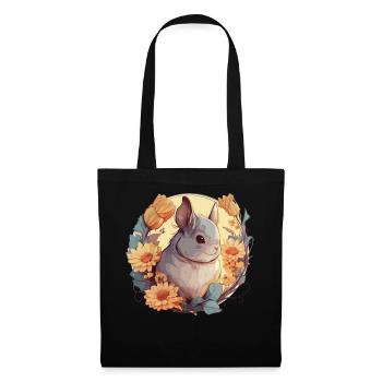 Mignon Chinchilla Tournesol Floral Aquarelle Artwor - Sac en tissu - noir - Devant