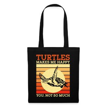 Tortue de mer Tortue Rétro Vintage - Sac en tissu - noir - Devant
